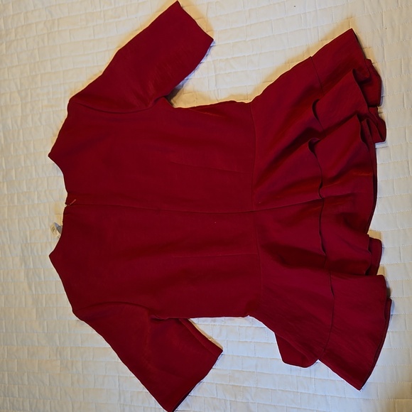 NWT, Asos Peplum Short Sleeve Shirt , Red, Size 4 - Picture 3 of 3
